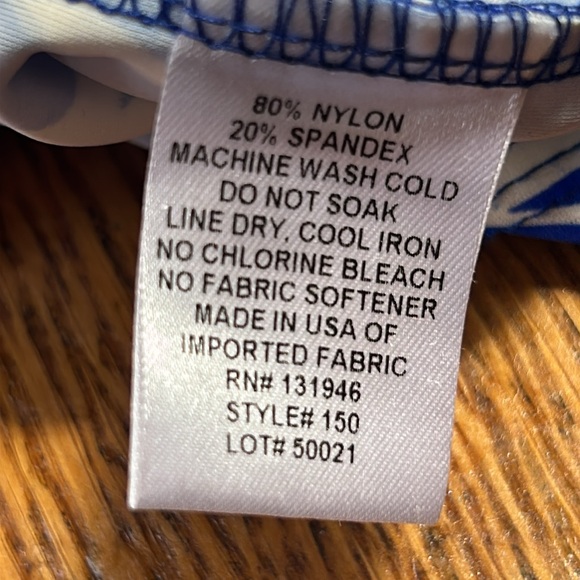 Jude Connally boat neck dress.  Geometric print in blue, white and black. Small - Picture 4 of 10